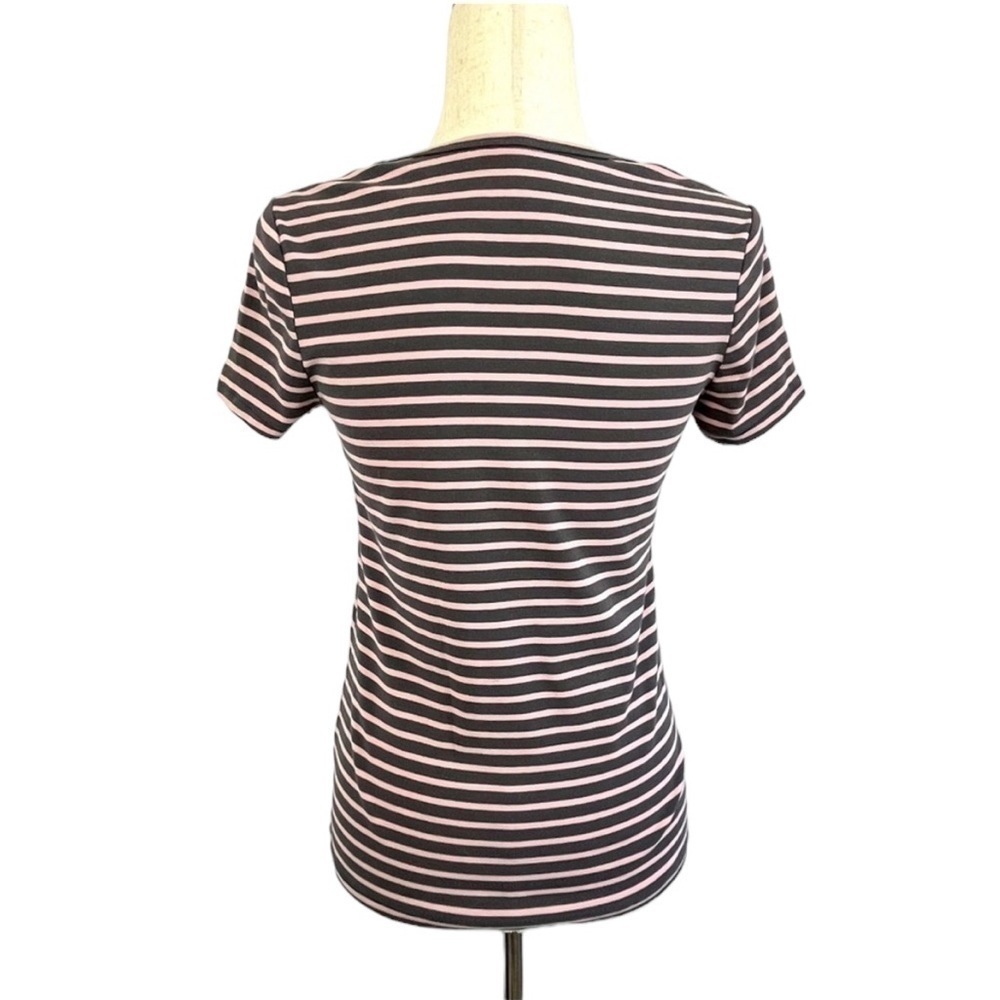 Boden Short Sleeve Scoop Neck Knit Top. Pink and Grey. Size 8. #614 - Picture 3 of 4